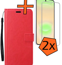 Nomfy Nomfy Samsung Galaxy A37 Hoesje Bookcase Met 2x Screenprotector - Rood