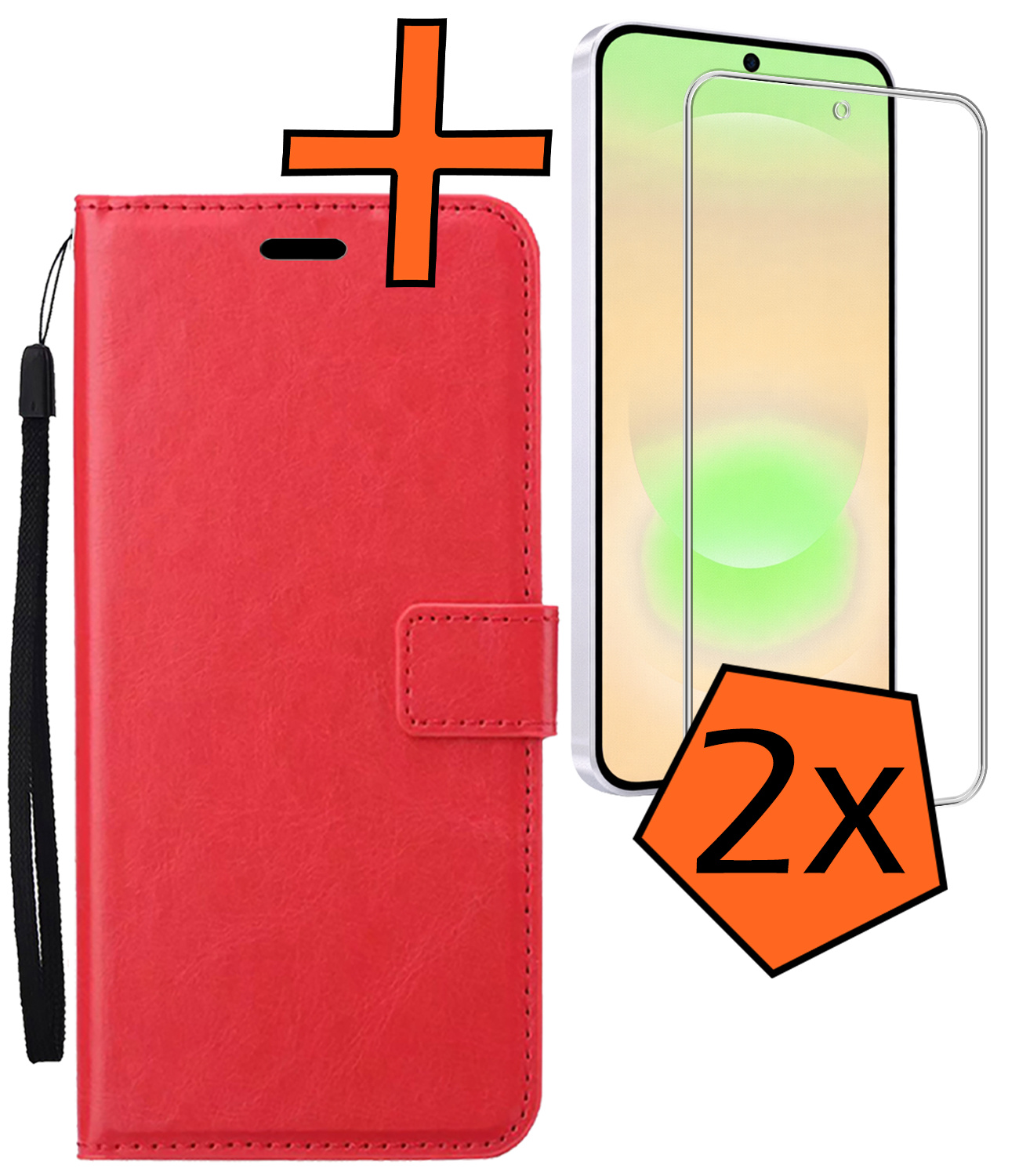 Nomfy Nomfy Samsung Galaxy A37 Hoesje Bookcase Met 2x Screenprotector - Rood