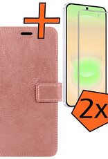 Nomfy Nomfy Samsung Galaxy A37 Hoesje Bookcase Met 2x Screenprotector - Rose Goud