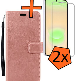 Nomfy Nomfy Samsung Galaxy A37 Hoesje Bookcase Met 2x Screenprotector - Rose Goud