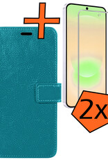 Nomfy Nomfy Samsung Galaxy A37 Hoesje Bookcase Met 2x Screenprotector - Turquoise