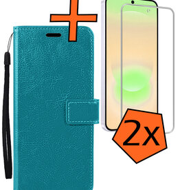 Nomfy Nomfy Samsung Galaxy A37 Hoesje Bookcase Met 2x Screenprotector - Turquoise