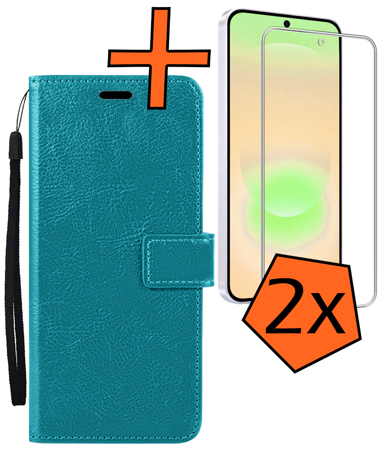 Nomfy Nomfy Samsung Galaxy A37 Hoesje Bookcase Met 2x Screenprotector - Turquoise