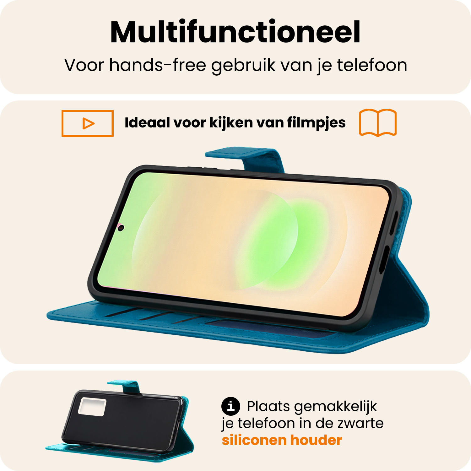 Nomfy Nomfy Samsung Galaxy A37 Hoesje Bookcase Met 2x Screenprotector - Turquoise