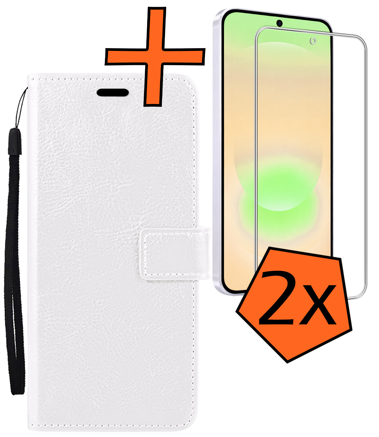 Nomfy Nomfy Samsung Galaxy A37 Hoesje Bookcase Met 2x Screenprotector - Wit