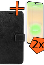 Nomfy Nomfy Samsung Galaxy A37 Hoesje Bookcase Met 2x Screenprotector - Zwart