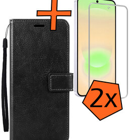 Nomfy Nomfy Samsung Galaxy A37 Hoesje Bookcase Met 2x Screenprotector - Zwart