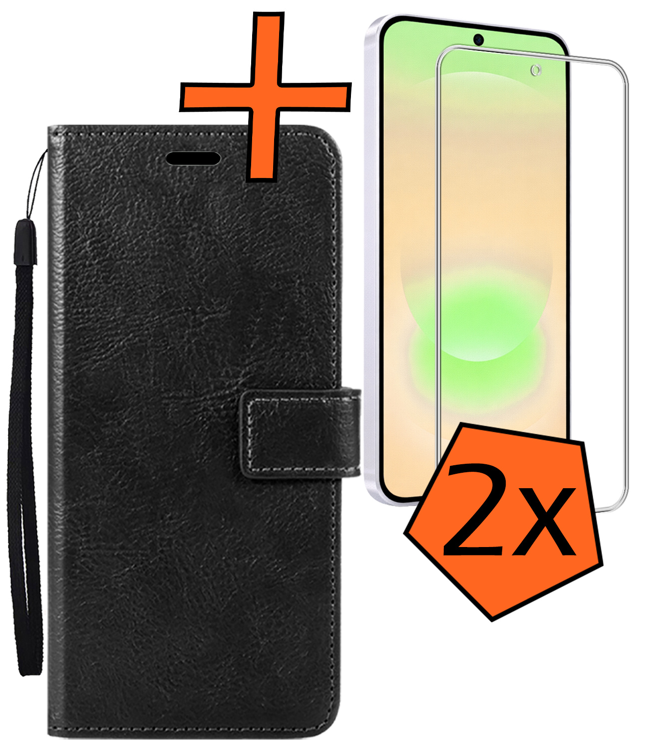 Nomfy Nomfy Samsung Galaxy A37 Hoesje Bookcase Met 2x Screenprotector - Zwart