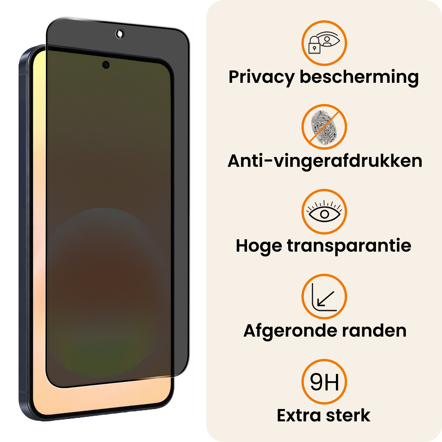 Nomfy Nomfy Samsung Galaxy A57 Screenprotector Glas Privacy - 3 PACK