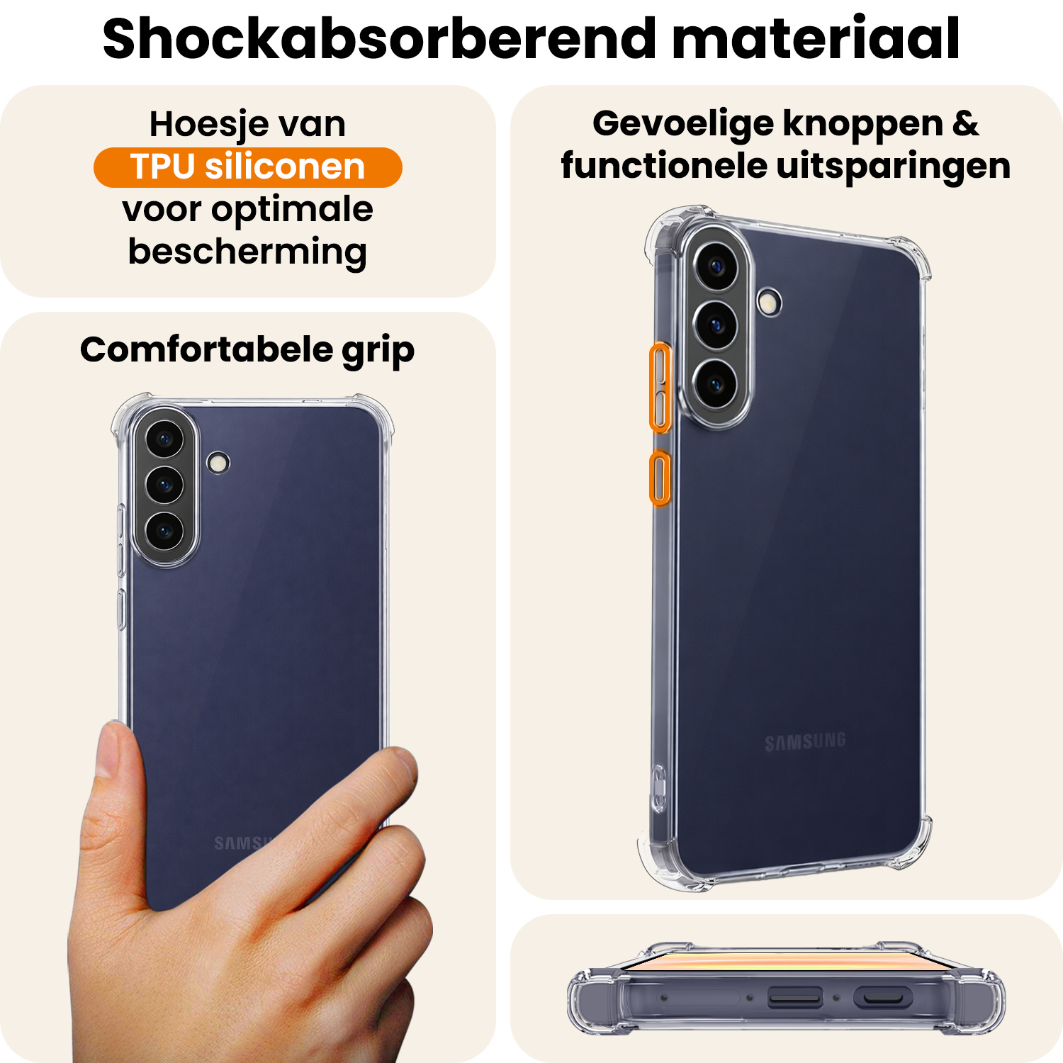 Nomfy Nomfy Samsung Galaxy A57 Hoesje Shockproof - Transparant - 2 PACK