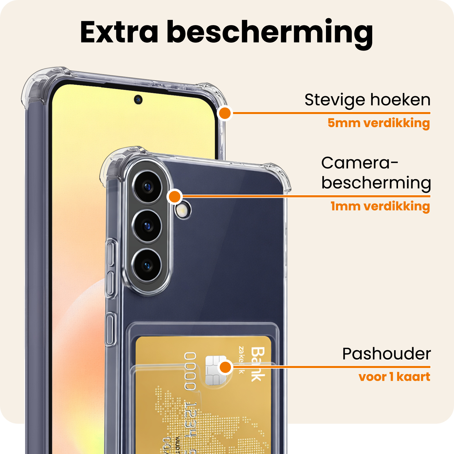 Nomfy Nomfy Samsung Galaxy A57 Hoesje Pashouder Met Screenprotector