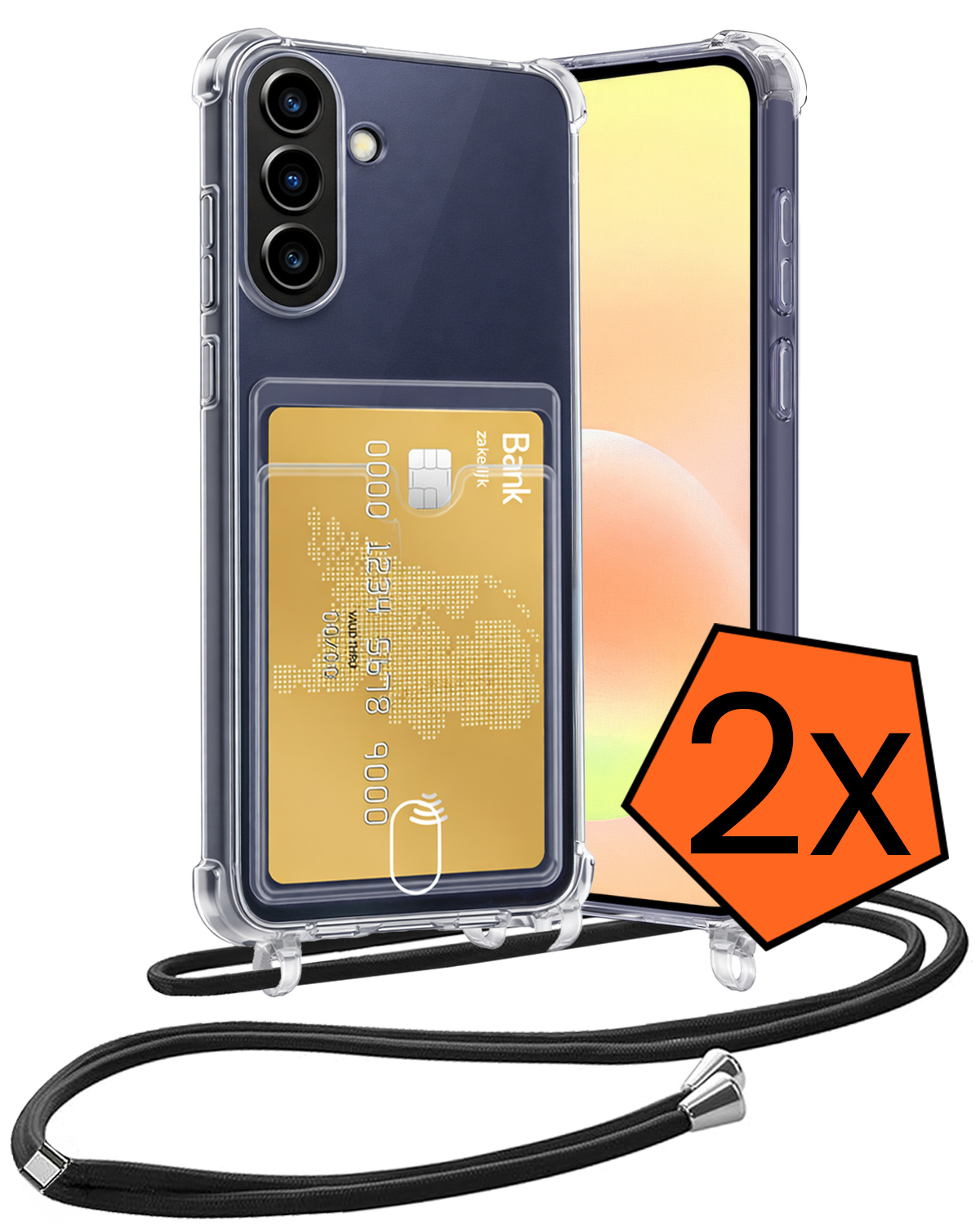 Nomfy Nomfy Samsung Galaxy A57 Hoesje Pashouder met Koord - 2 PACK