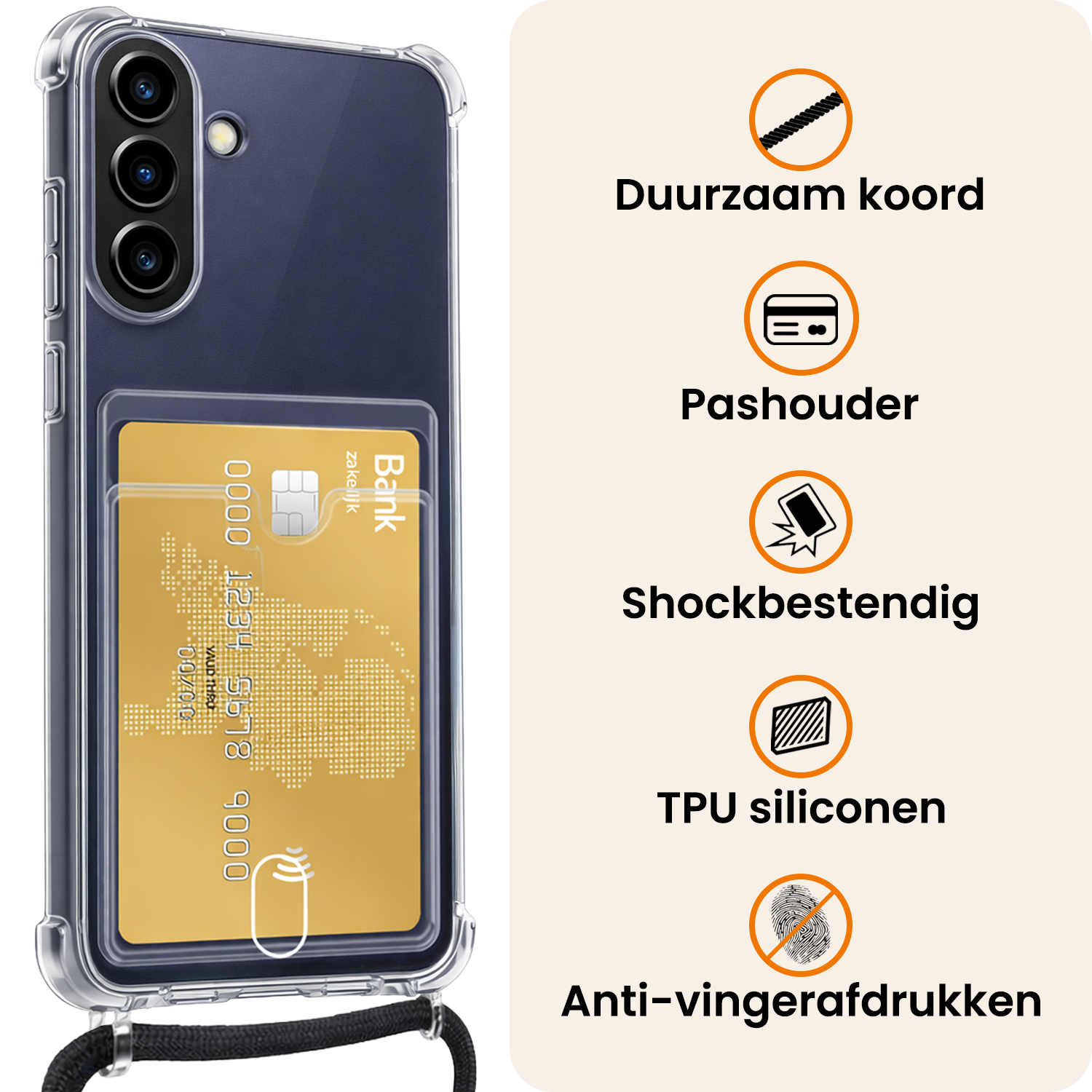 Nomfy Nomfy Samsung Galaxy A57 Hoesje Pashouder met Koord - 2 PACK