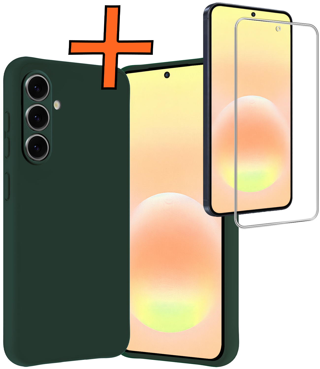 Nomfy Nomfy Samsung Galaxy A57 Hoesje Siliconen Met Screenprotector - Donkergroen