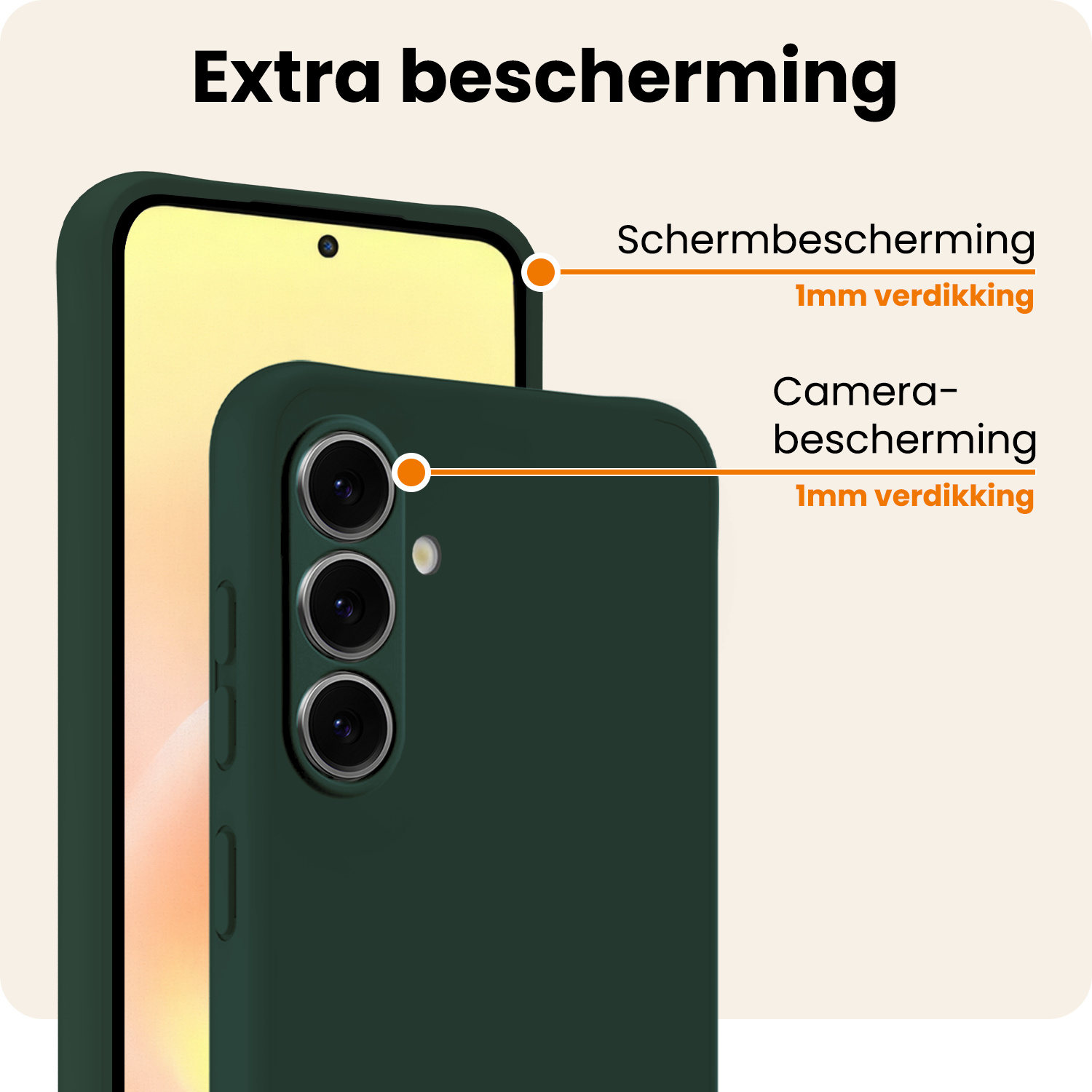 Nomfy Nomfy Samsung Galaxy A57 Hoesje Siliconen Met Screenprotector - Donkergroen