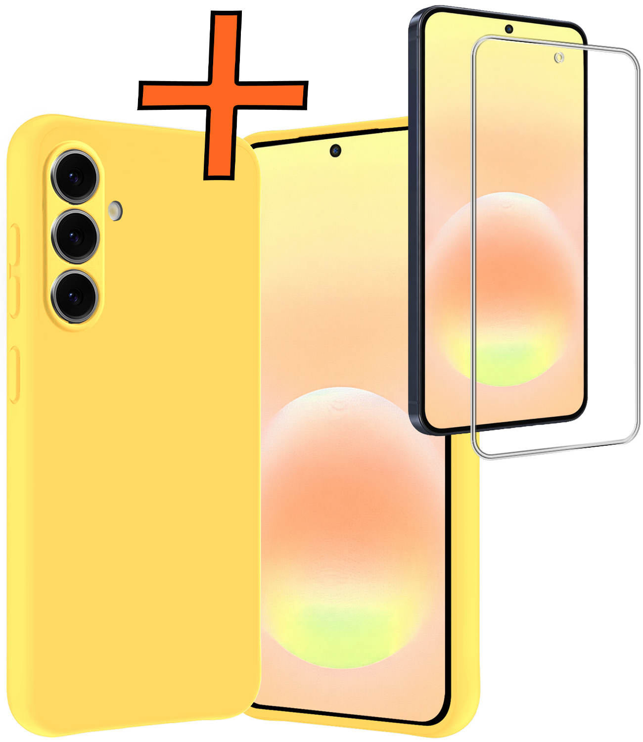 Nomfy Nomfy Samsung Galaxy A57 Hoesje Siliconen Met Screenprotector - Geel