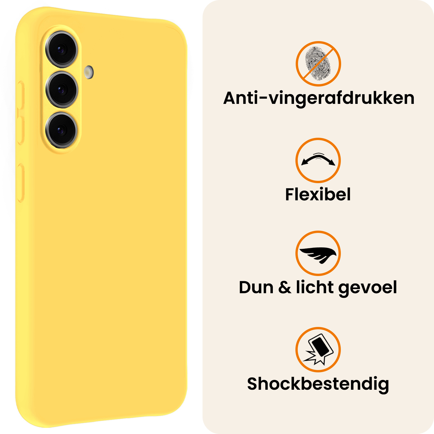 Nomfy Nomfy Samsung Galaxy A57 Hoesje Siliconen Met Screenprotector - Geel