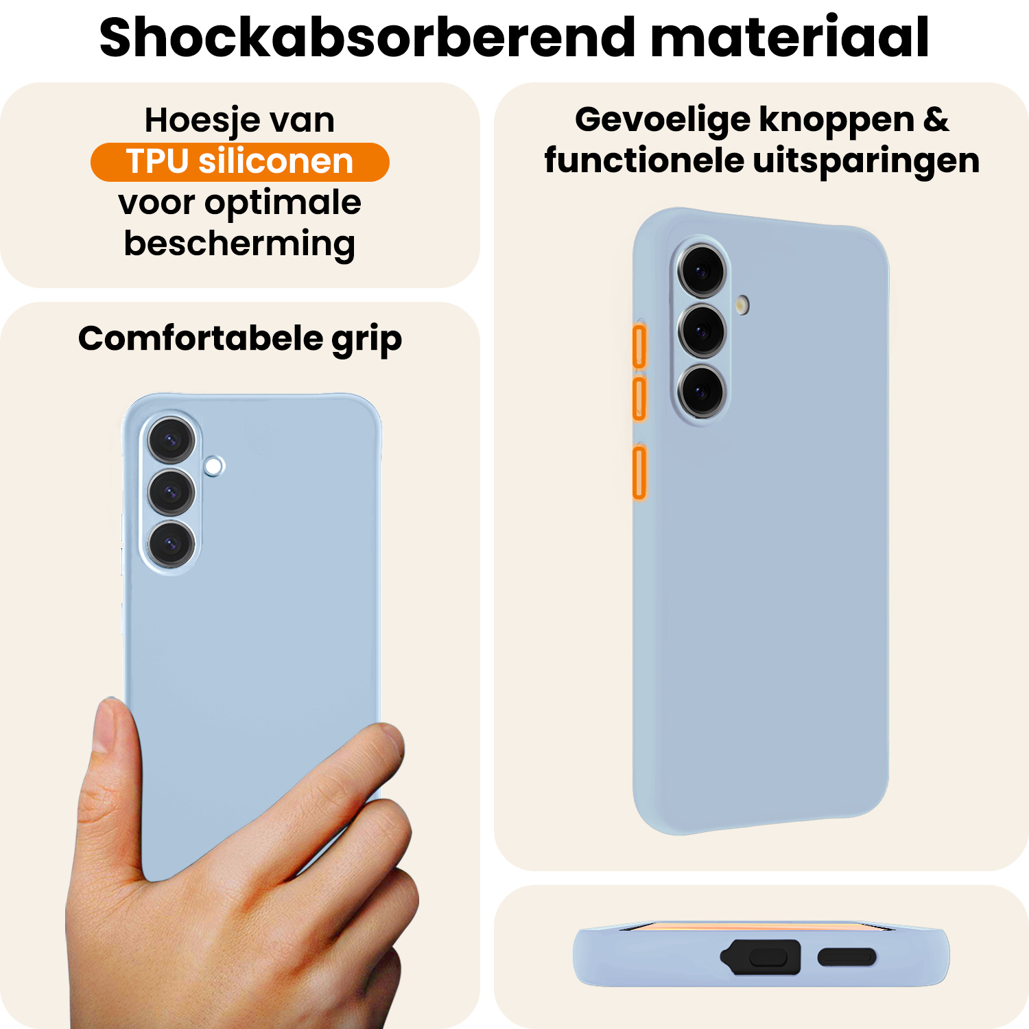 Nomfy Nomfy Samsung Galaxy A57 Hoesje Siliconen Met Screenprotector - Lichtblauw