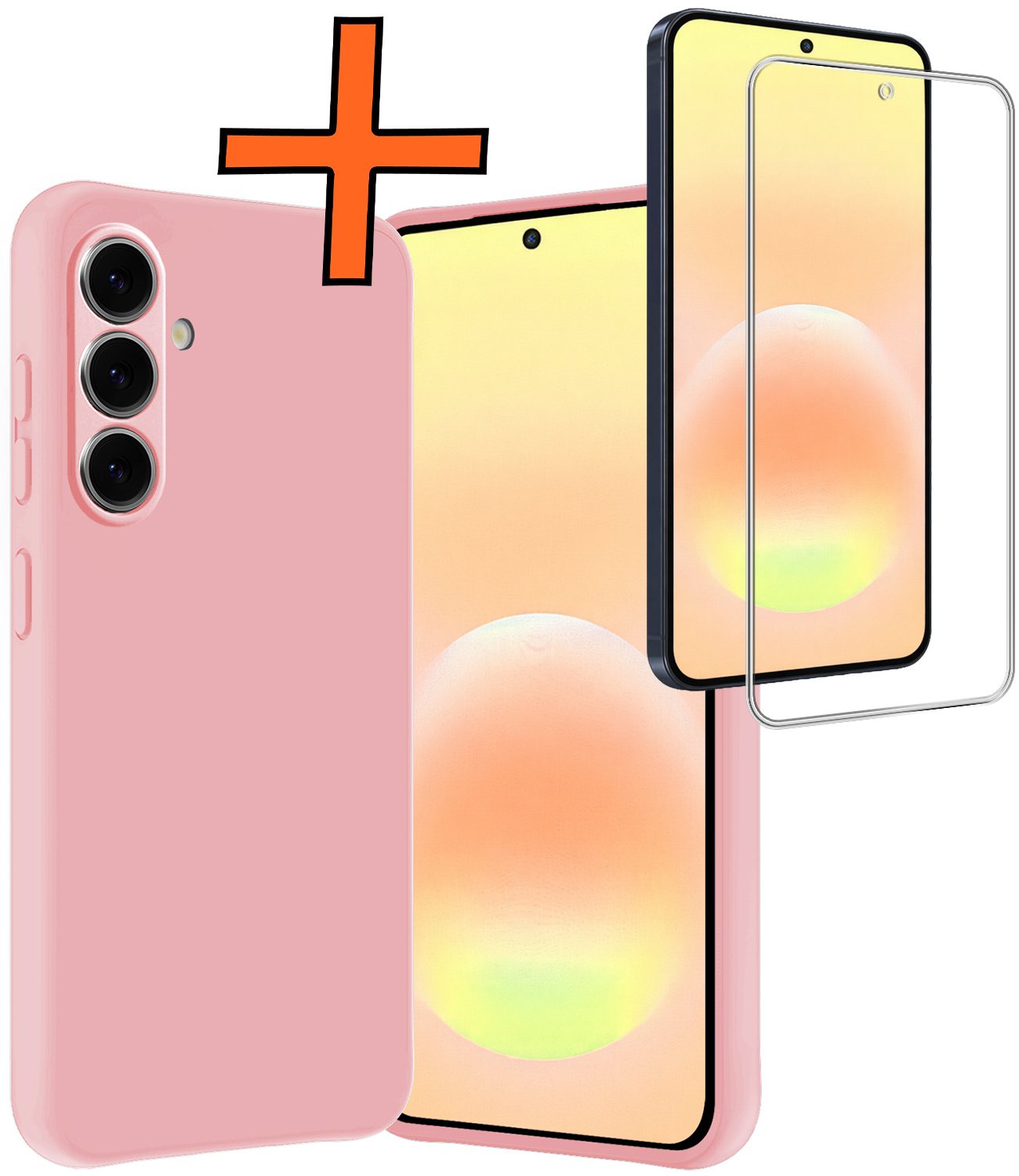 Nomfy Nomfy Samsung Galaxy A57 Hoesje Siliconen Met Screenprotector - Lichtroze