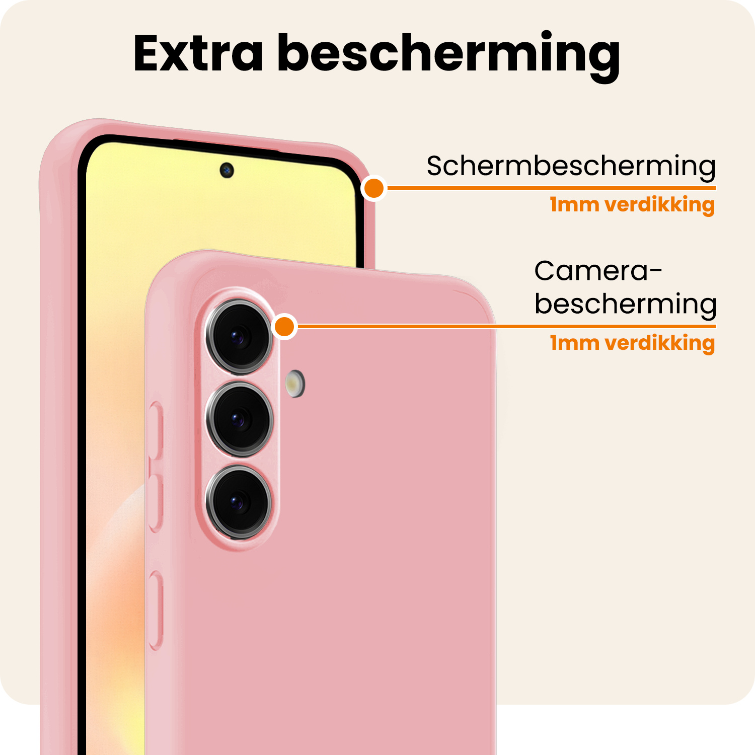 Nomfy Nomfy Samsung Galaxy A57 Hoesje Siliconen Met Screenprotector - Lichtroze