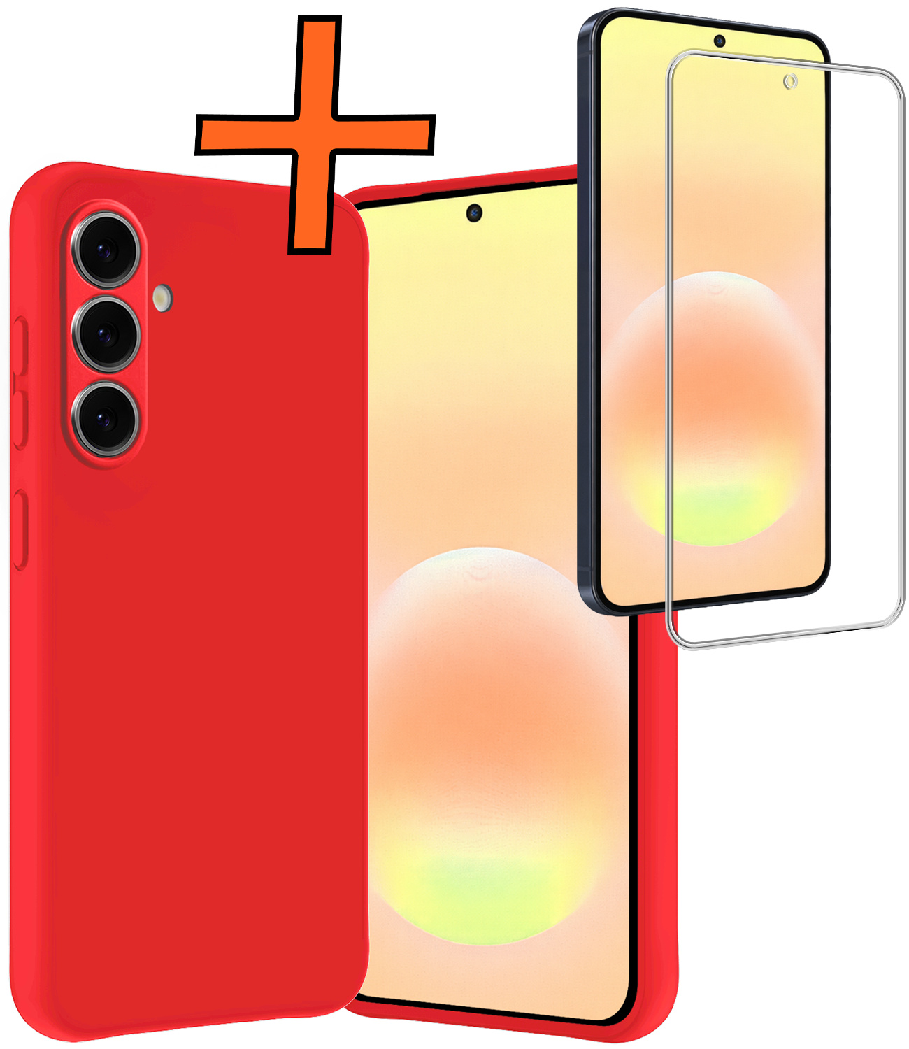 Nomfy Nomfy Samsung Galaxy A57 Hoesje Siliconen Met Screenprotector - Rood