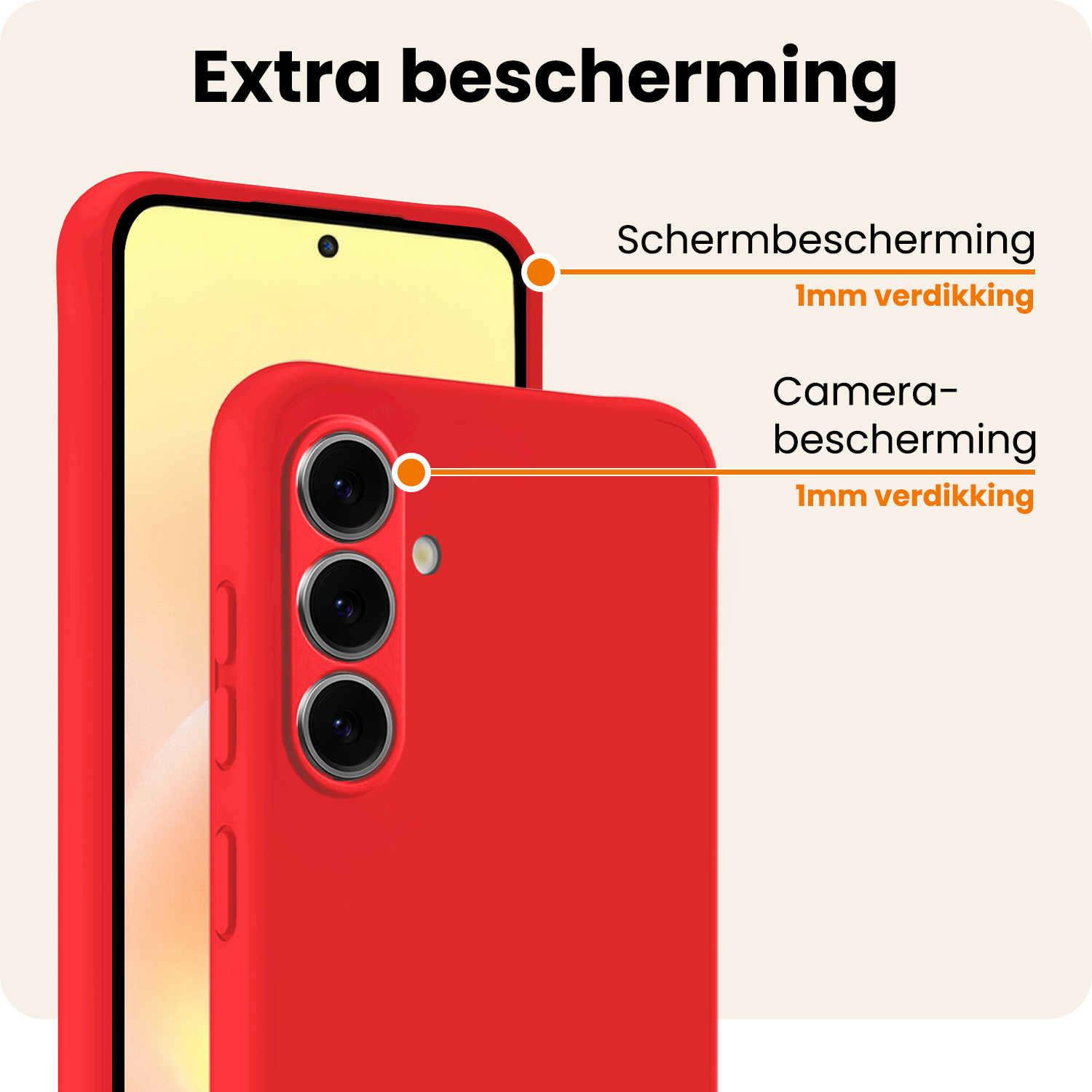 Nomfy Nomfy Samsung Galaxy A57 Hoesje Siliconen Met Screenprotector - Rood