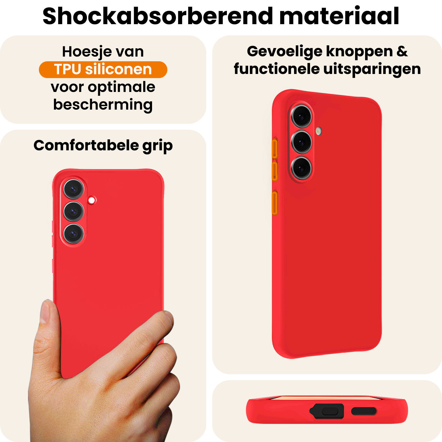 Nomfy Nomfy Samsung Galaxy A57 Hoesje Siliconen Met Screenprotector - Rood