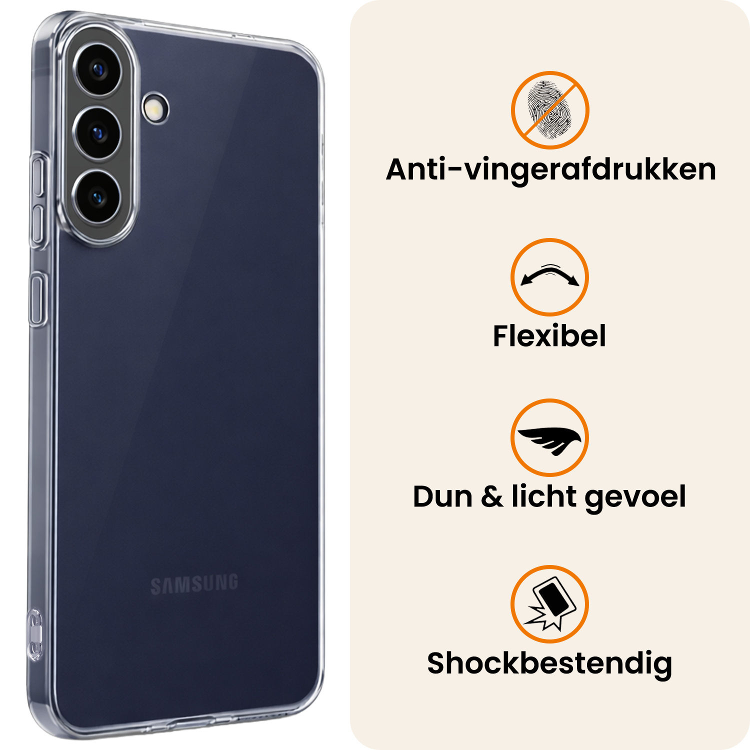 Nomfy Nomfy Samsung Galaxy A57 Hoesje Siliconen Met Screenprotector - Transparant