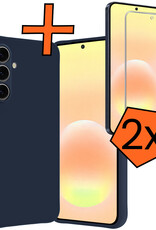 Nomfy Nomfy Samsung Galaxy A57 Hoesje Siliconen Met 2x Screenprotector - Donkerblauw