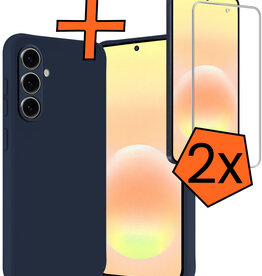 Nomfy Nomfy Samsung Galaxy A57 Hoesje Siliconen Met 2x Screenprotector - Donkerblauw