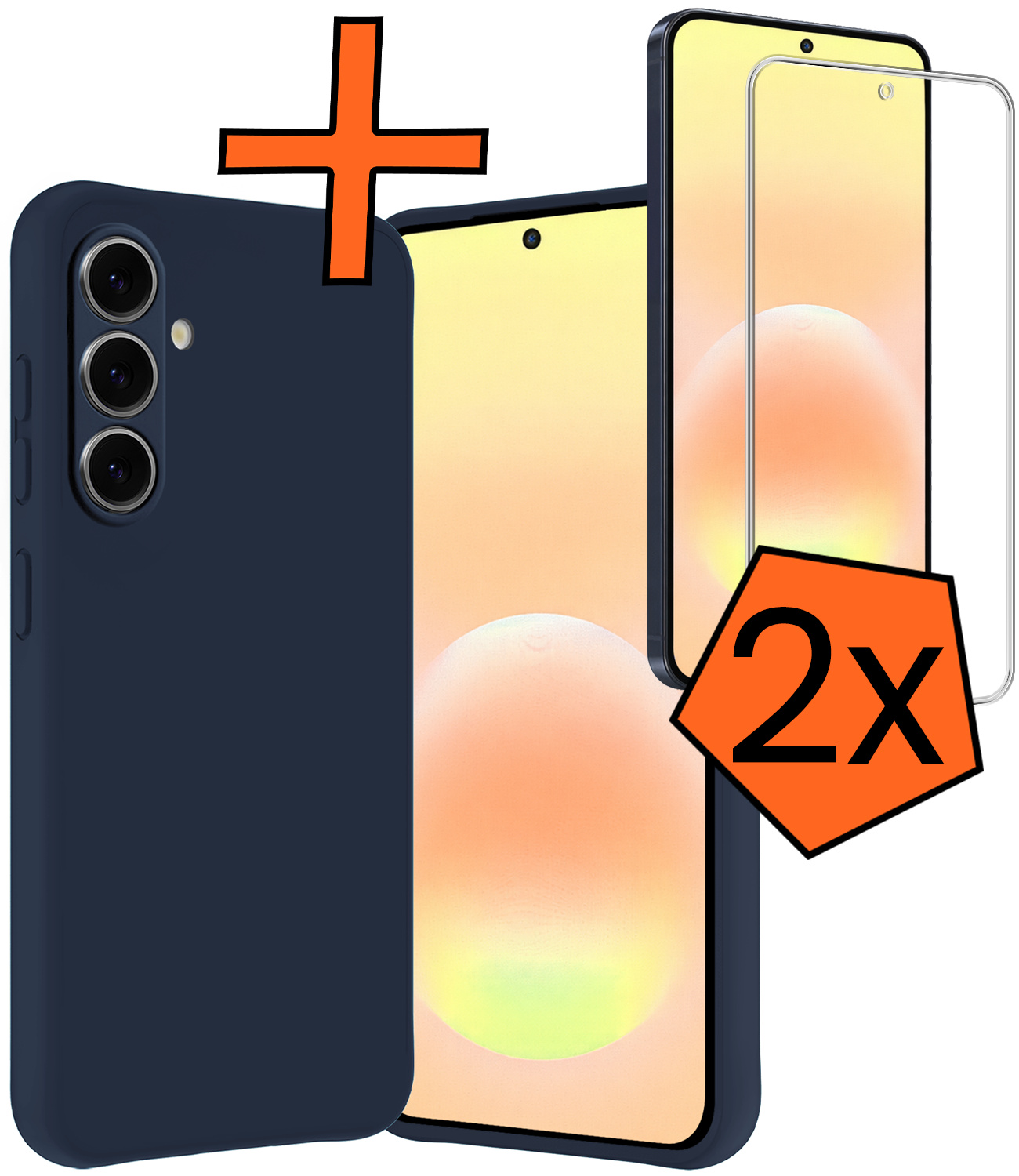 Nomfy Nomfy Samsung Galaxy A57 Hoesje Siliconen Met 2x Screenprotector - Donkerblauw