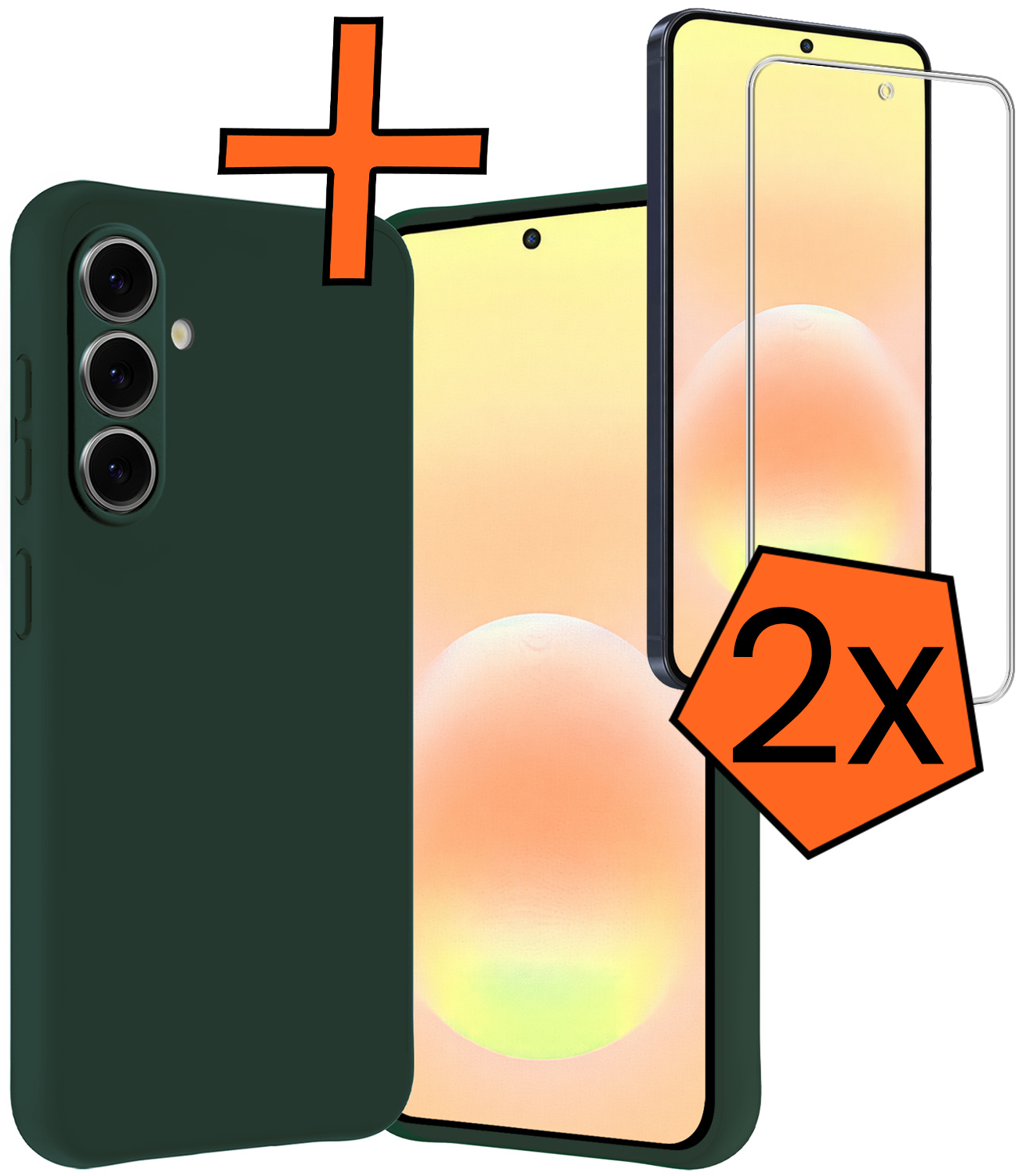 Nomfy Nomfy Samsung Galaxy A57 Hoesje Siliconen Met 2x Screenprotector - Donkergroen