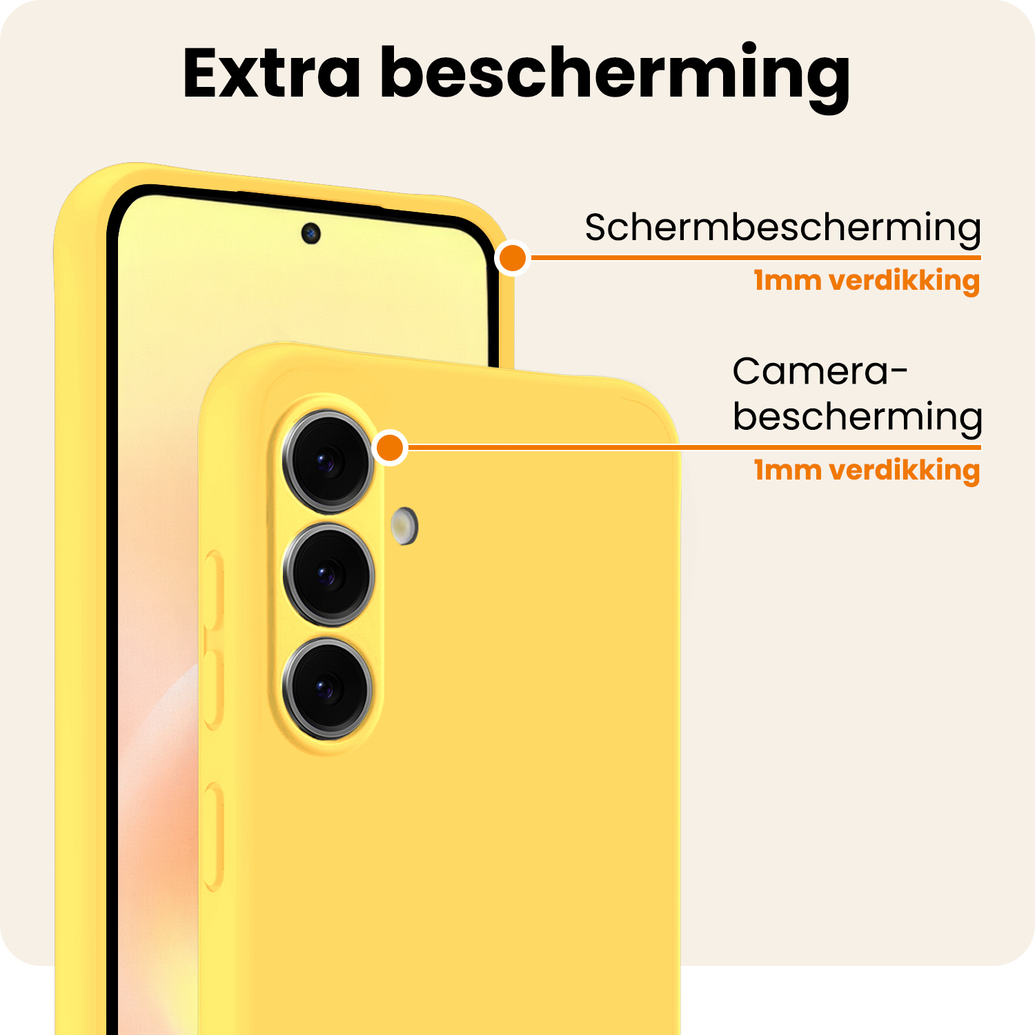 Nomfy Nomfy Samsung Galaxy A57 Hoesje Siliconen Met 2x Screenprotector - Geel