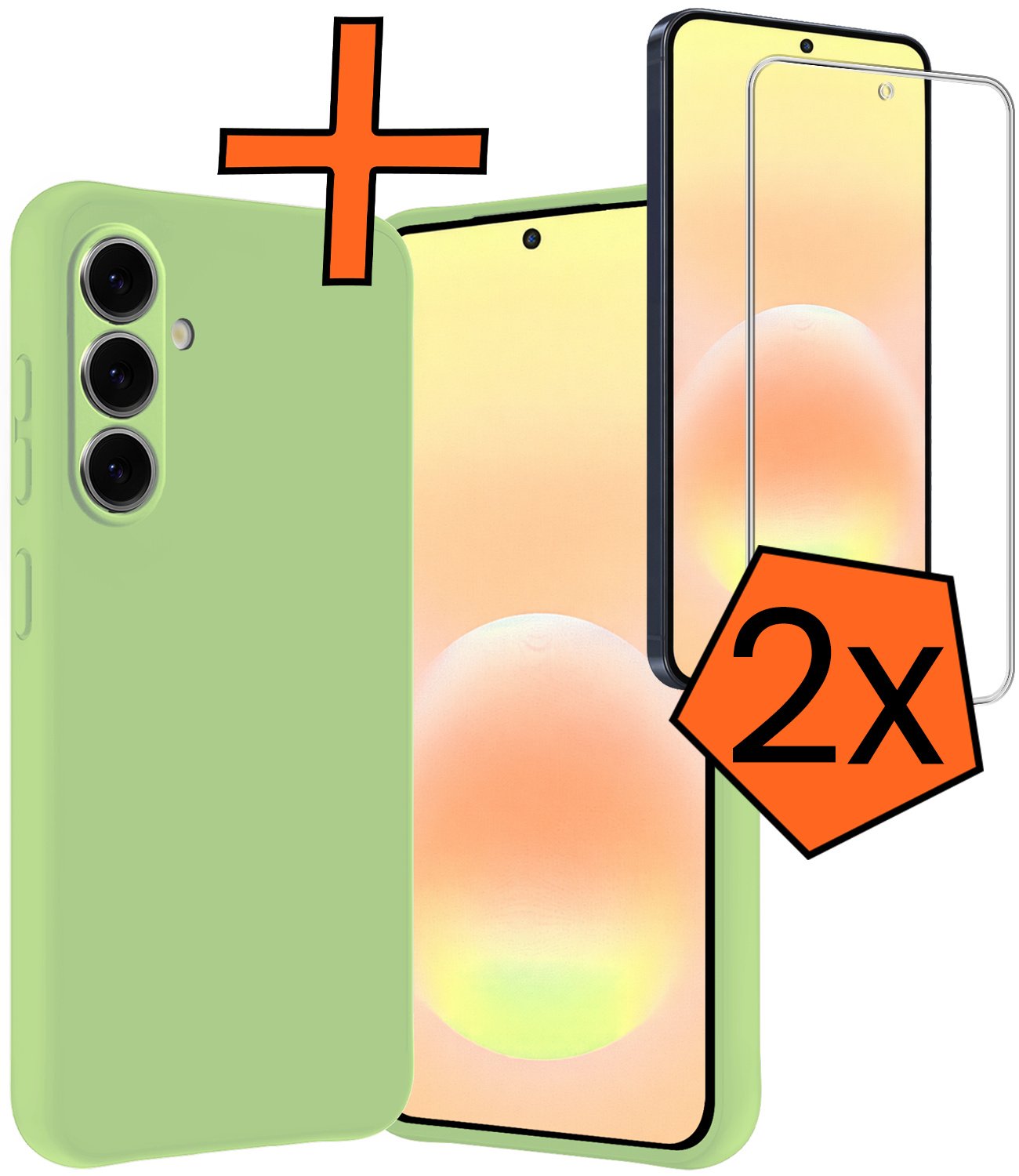 Nomfy Nomfy Samsung Galaxy A57 Hoesje Siliconen Met 2x Screenprotector - Groen