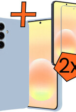 Nomfy Nomfy Samsung Galaxy A57 Hoesje Siliconen Met 2x Screenprotector - Lichtblauw