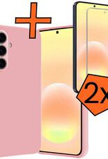 Nomfy Nomfy Samsung Galaxy A57 Hoesje Siliconen Met 2x Screenprotector - Lichtroze