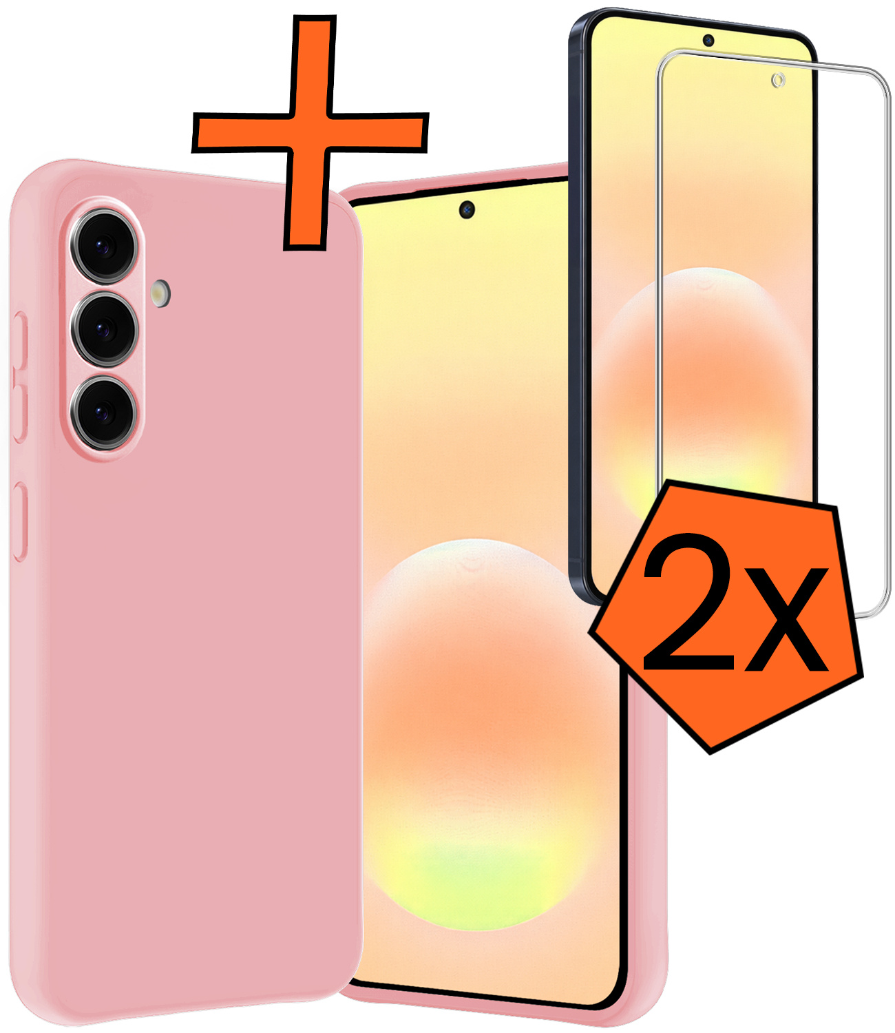 Nomfy Nomfy Samsung Galaxy A57 Hoesje Siliconen Met 2x Screenprotector - Lichtroze