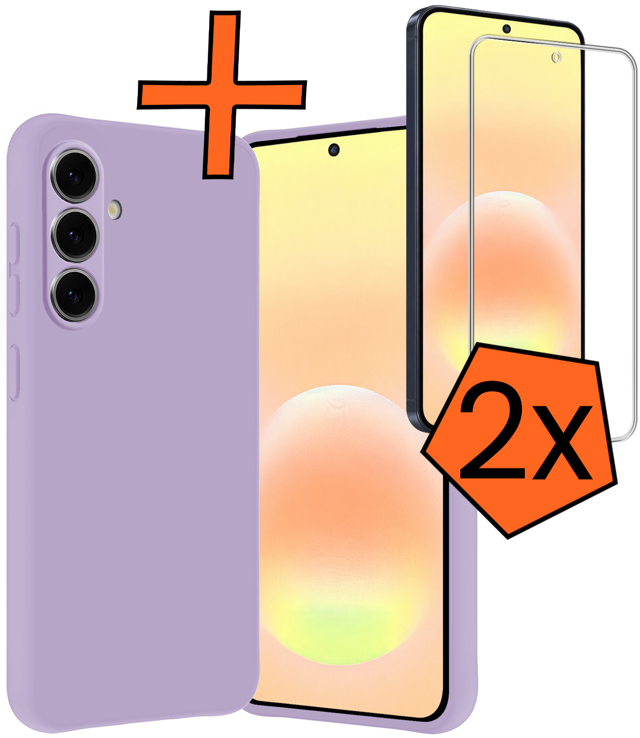 Nomfy Nomfy Samsung Galaxy A57 Hoesje Siliconen Met 2x Screenprotector - Lila