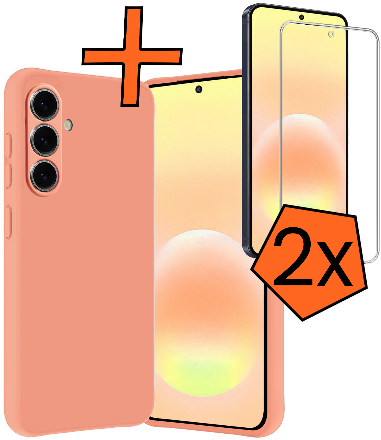 Nomfy Nomfy Samsung Galaxy A57 Hoesje Siliconen Met 2x Screenprotector - Perzik