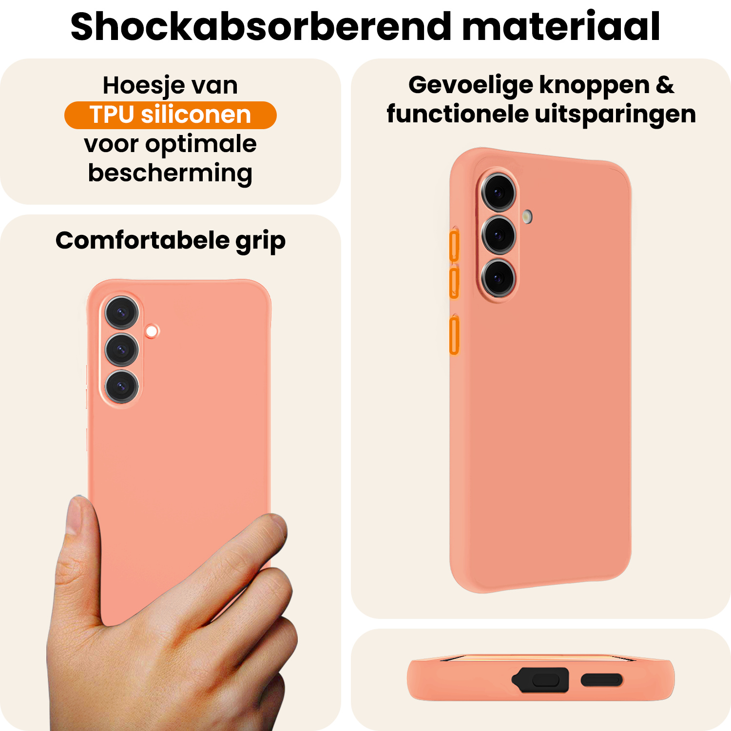 Nomfy Nomfy Samsung Galaxy A57 Hoesje Siliconen Met 2x Screenprotector - Perzik