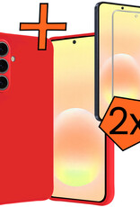 Nomfy Nomfy Samsung Galaxy A57 Hoesje Siliconen Met 2x Screenprotector - Rood