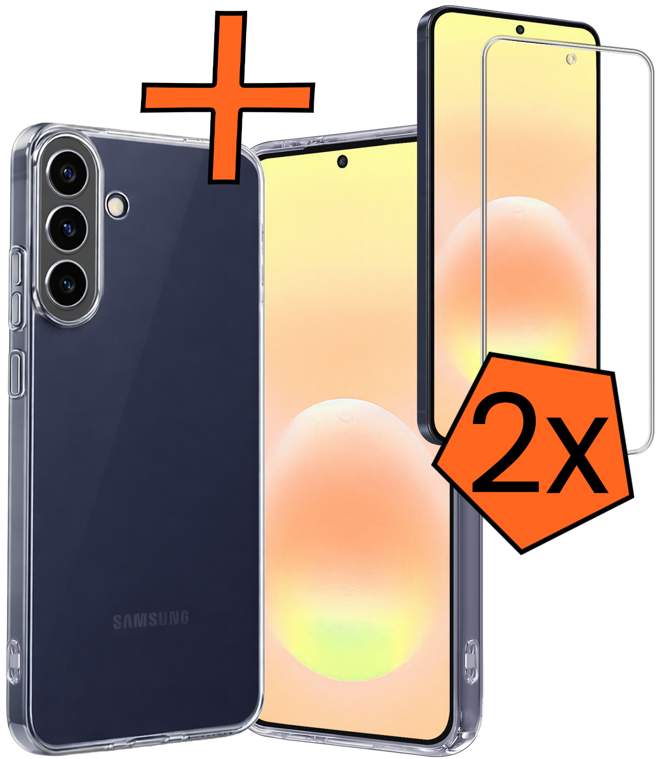 Nomfy Nomfy Samsung Galaxy A57 Hoesje Siliconen Met 2x Screenprotector - Transparant