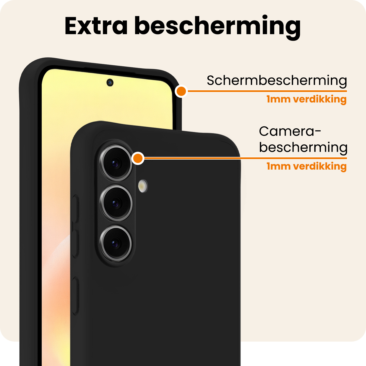 Nomfy Nomfy Samsung Galaxy A57 Hoesje Siliconen Met 2x Screenprotector - Zwart