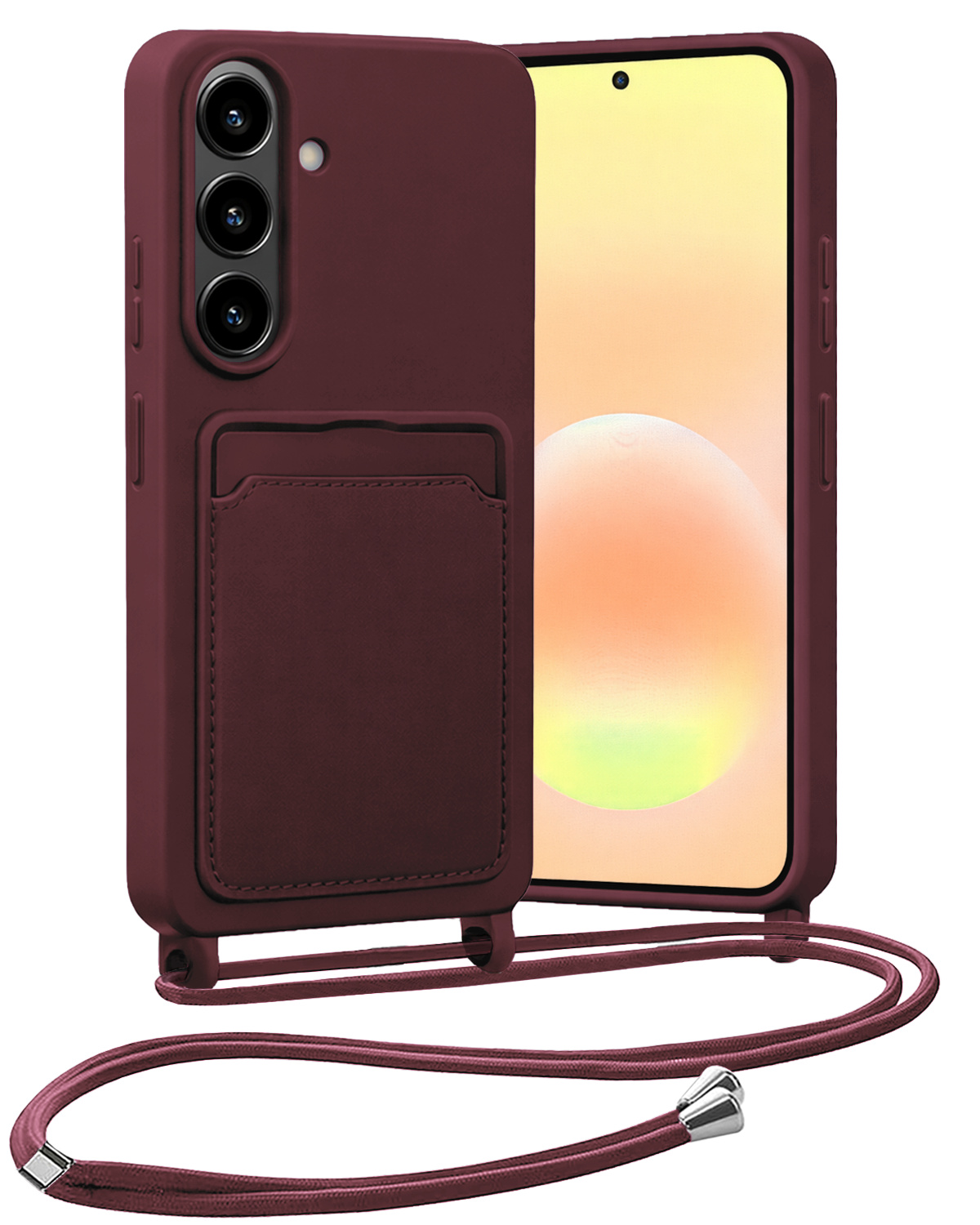 Nomfy Nomfy Samsung Galaxy A57 Hoesje Pashouder met Koord - Aubergine