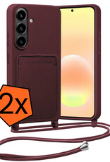 Nomfy Nomfy Samsung Galaxy A57 Hoesje Pashouder met Koord - Aubergine - 2 PACK