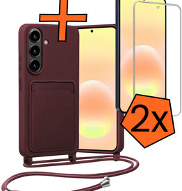 Nomfy Nomfy Samsung Galaxy A57 Hoesje Pashouder met Koord Met 2x Screenprotector - Aubergine