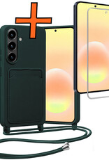 Nomfy Nomfy Samsung Galaxy A57 Hoesje Pashouder met Koord Met Screenprotector - Donkergroen