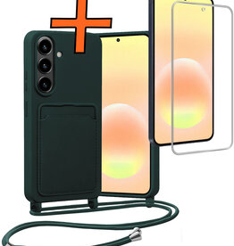 Nomfy Nomfy Samsung Galaxy A57 Hoesje Pashouder met Koord Met Screenprotector - Donkergroen