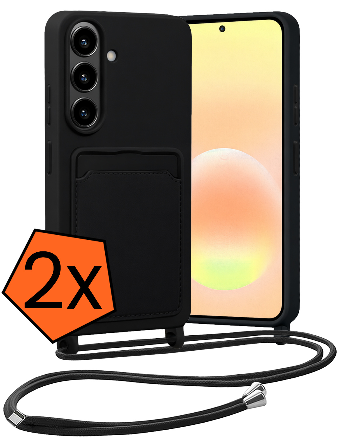 Nomfy Nomfy Samsung Galaxy A57 Hoesje Pashouder met Koord - Zwart - 2 PACK