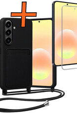 Nomfy Nomfy Samsung Galaxy A57 Hoesje Pashouder met Koord Met Screenprotector - Zwart